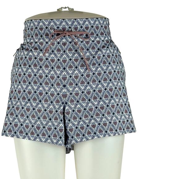 Athleta Womens Sz 12 Geometric Blue Brown Hudson Board Shorts - Picture 1 of 7